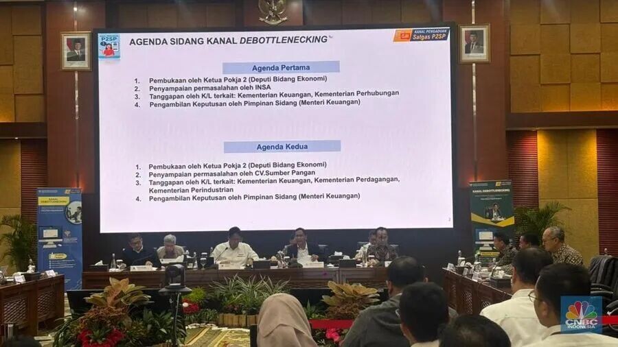 Sidang Terbuka Satgas Debottlenecking, Senin (26/1/2026). (CNBC Indonesia/Zahwa Madjid)