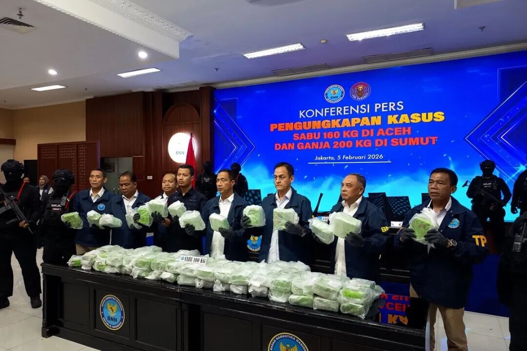 Bnn mengungkap peredaran narkotila jenis ganja sebanyak 200 kilogram, Kamis (5/2/2026).