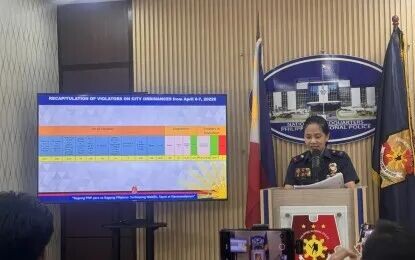 <p><strong>SAFER CITIES.</strong> National Capital Region Police Office (NCRPO) spokesperson Maj. Hazel Asilo speaks during a press briefing at Camp Crame on Wednesday (April 8, 2026). She said based on the NCRPO tally, 24,881 ordinance violators were apprehended since the launch of the Safer Cities initiative on Monday (April 6). <em>(PNA photo by Lloyd Caliwan)</em></p>