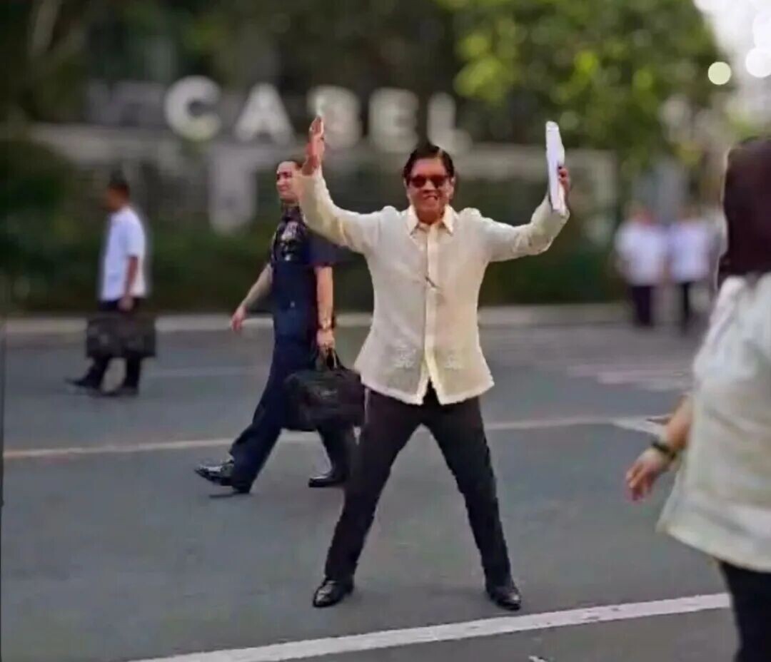 President Ferdinand R. Marcos Jr. does jumping jacks, showing that he is not sick and bellying speculations that he is unwell on April 13, 2026.