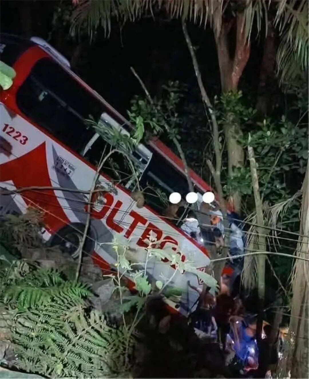 THE ILL-FATED DLTB passenger bus in Pagbilao, Quezon.  (Photo via Danny Estacio)