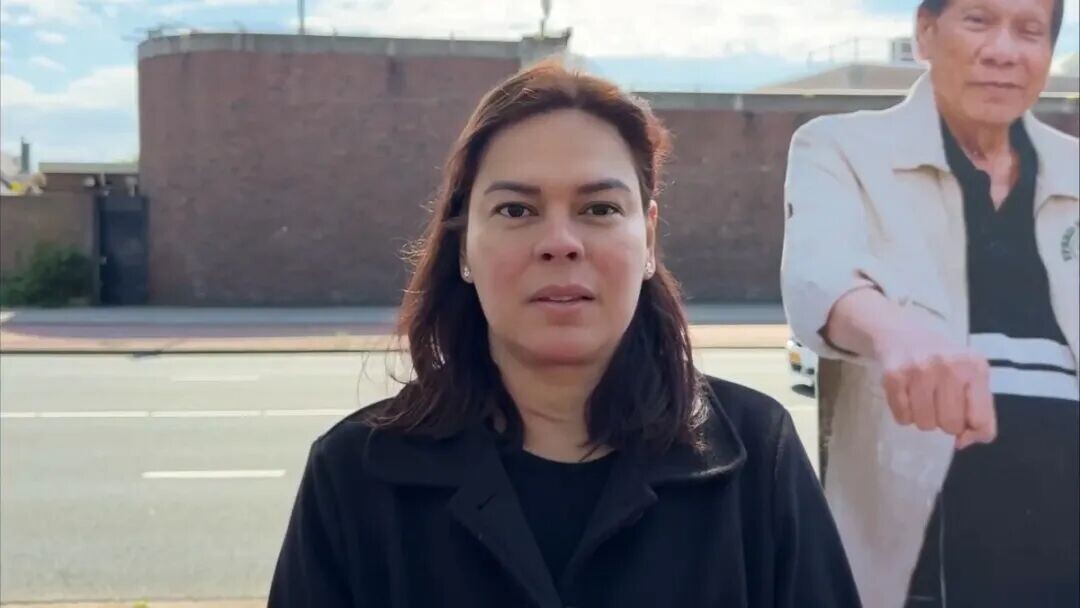 Vice President Sara Duterte says former President Rodrigo Duterte urged supporters in The Hague to pray for the Philippines and President Ferdinand Marcos Jr. amid ongoing ICC proceedings. (Screenshot from OVP video)