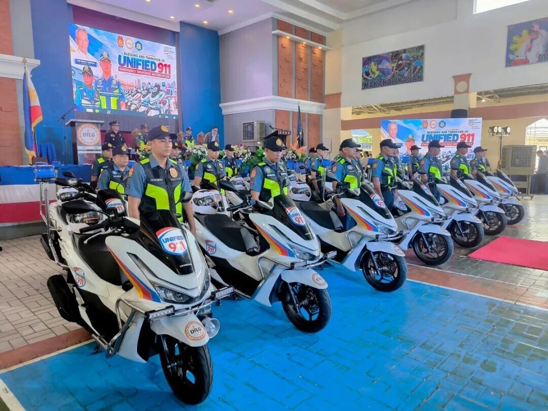 The 20 motorcycles for cops in Aklan and Iloilo City. (Tara Yap)