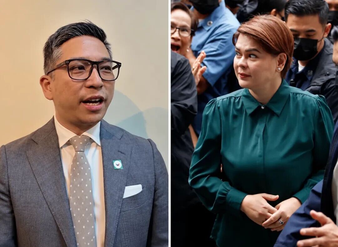 Atty. Salvador Paolo A. Panelo Jr. (left), spokesperson for Vice President Sara Duterte (right), said the Senate impeachment court’s change in the conviction threshold violates the Constitution and Duterte’s right to due process. (OVP screengrab / Manila Bulletin)