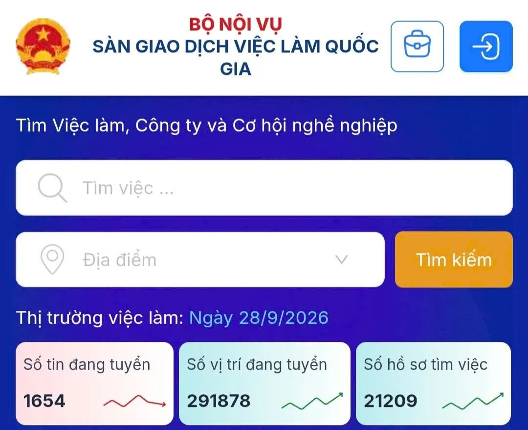 S&agrave;n giao dịch việc l&agrave;m quốc gia. Ảnh chụp m&agrave;n h&igrave;nh ng&agrave;y 28/9.